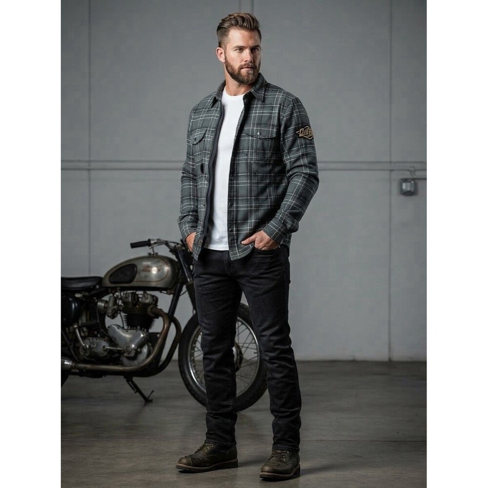 Street & Steel Gas Town Armored Motorcycle Riding Flannel Shirt Plaid Men 3XL